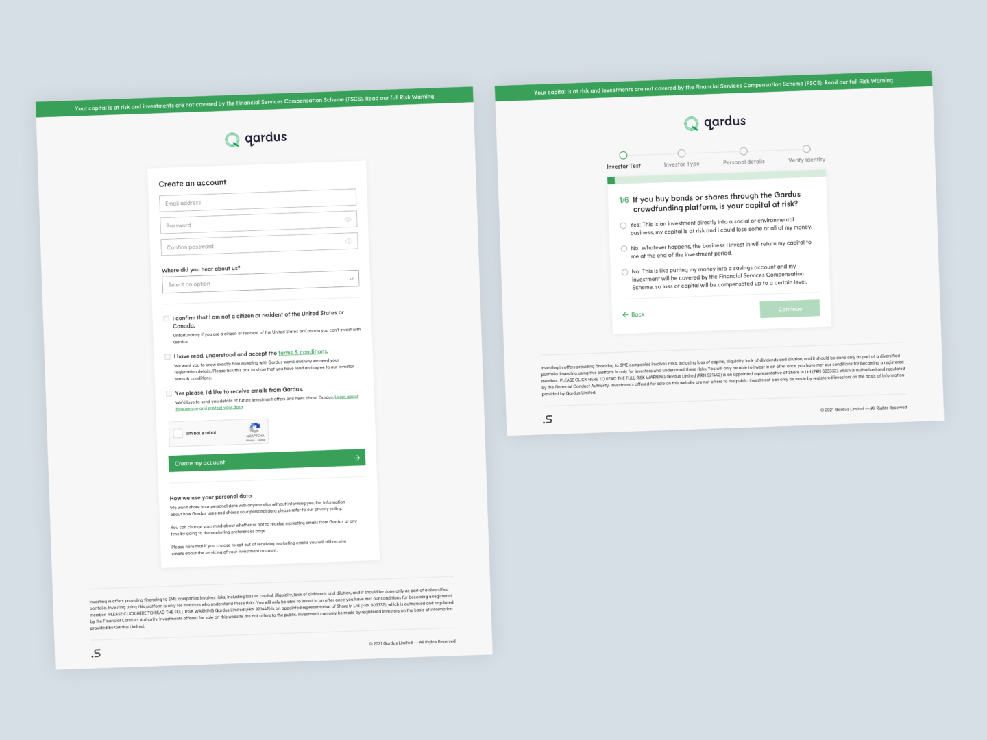 Qardus — onboarding screens (1 of 2)