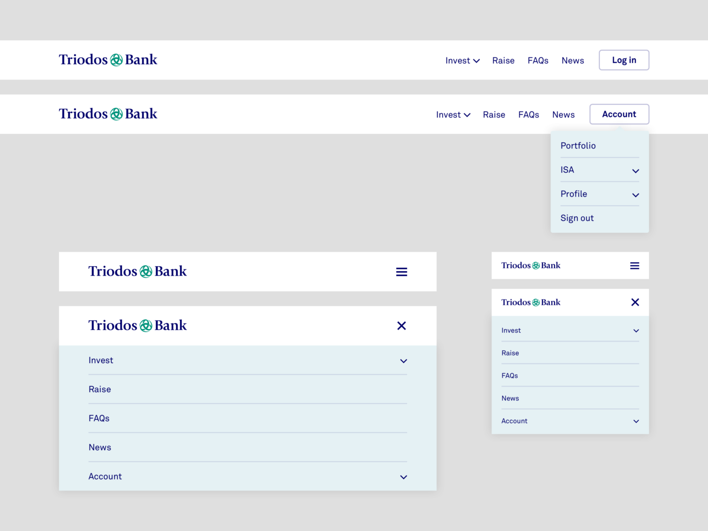 Triodos Bank — simple header UI